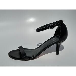 Stuart Weitzman $475 Nunaked Curve 75mm Sandal Heel Black Leather Size 6 M
